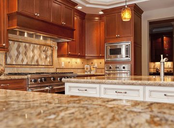 kitchen backsplash with Colonial Cream granite - Kitchen Remodeling Services