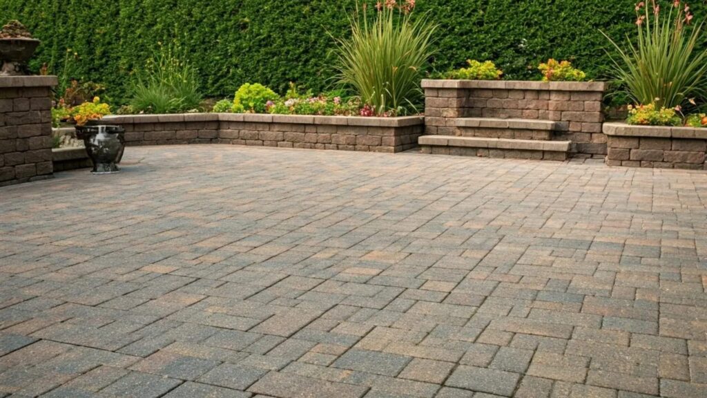Paver pattern design for driveways and patios Paver pattern layout showing stone and brick arrangement