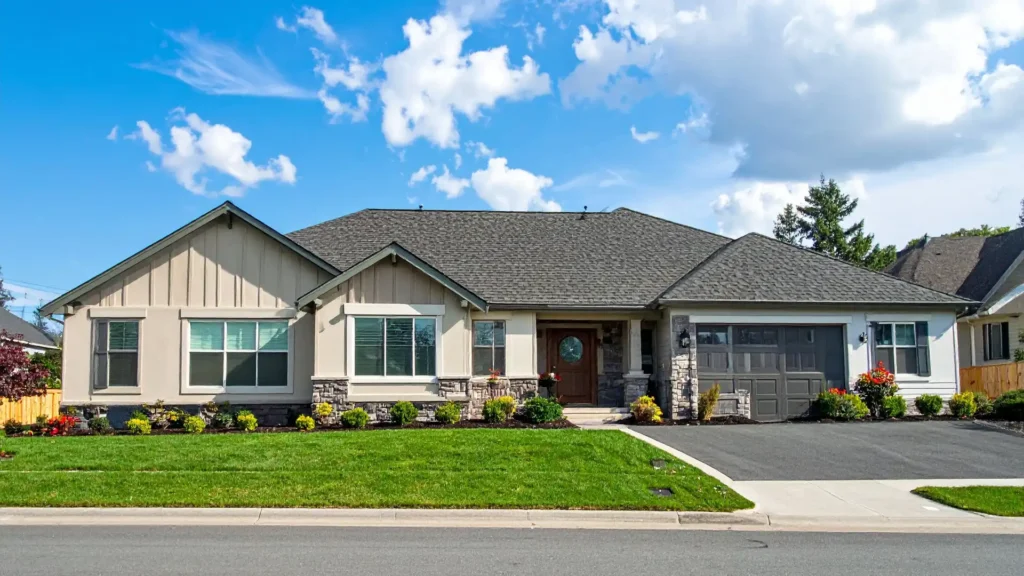 Ranch home with simple horizontal siding design
