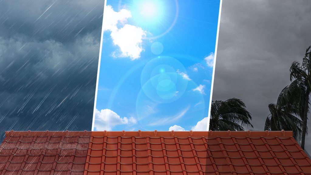 Flat and sloped roofs for different weather conditions.
