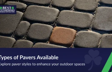 Different types of pavers available for patios, driveways, and walkways