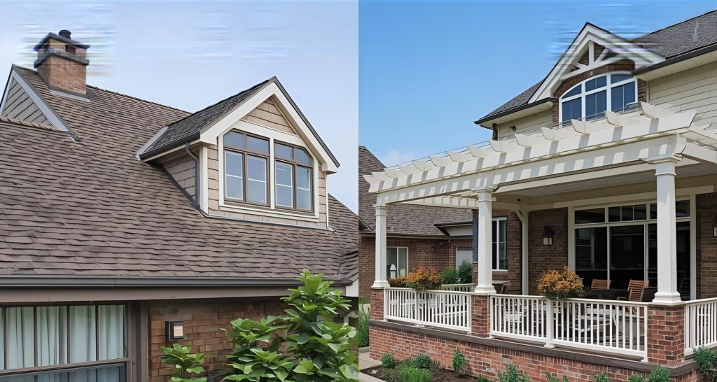 Gable and flat roof styles for covered deck additions