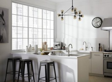 Unique Light Fixtures With White Walls - Kitchen Remodeling