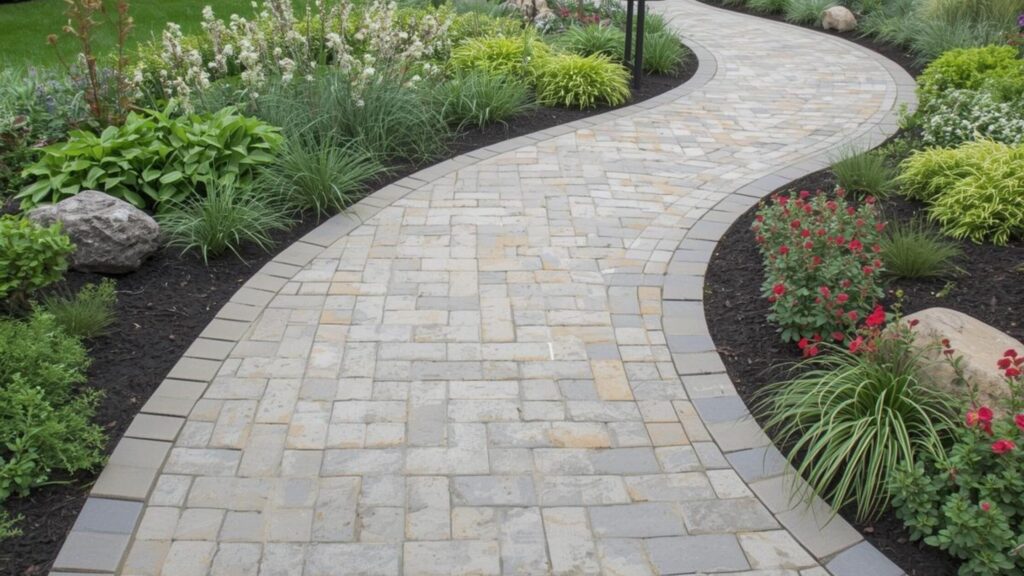 Running bond paver layout for straight walkways Safe and stylish walkway paver patterns for flow and stability