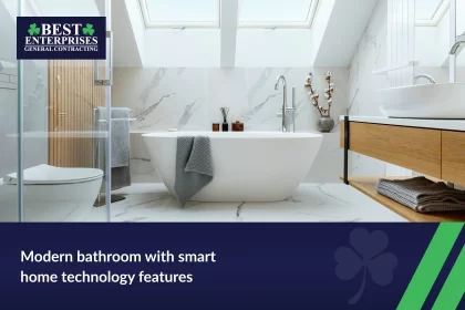 interior view of a modern bathroom Smart Home Tech for Modern Bathrooms