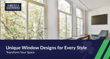Custom window designs including arches and geometric shapes for home decor