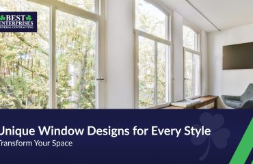Custom window designs including arches and geometric shapes for home decor