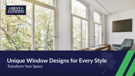 Custom window designs including arches and geometric shapes for home decor