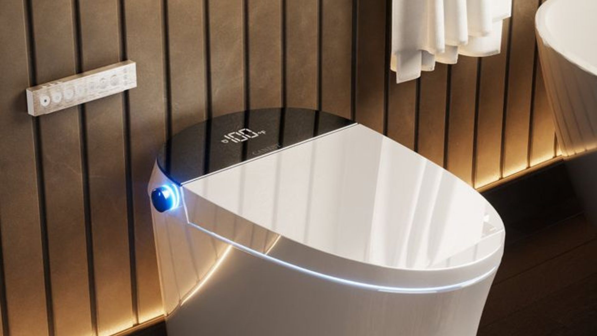 Smart toilet with LED lighting and digital display